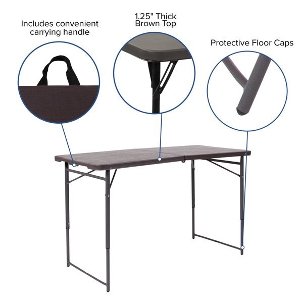 Rectangle Plastic Table, 23.5''W x 48.25''L, 23.5
