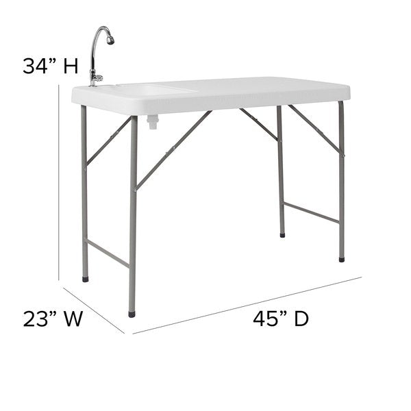 Rectangle Folding Table w/Sink, 23