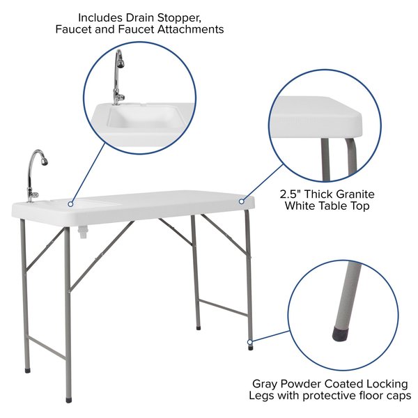 Rectangle Folding Table w/Sink, 23