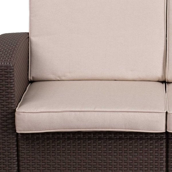 Chocolate Rattan Loveseat w/All-Weather Cushions