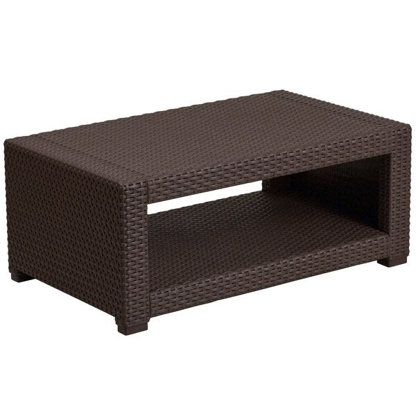 Rectangle Coffee Table, 36.5 W, 22 L, 15 H, Resin Top, Chocolate Brown