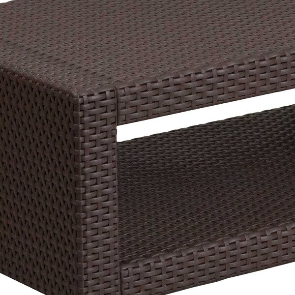 Rectangle Coffee Table, 36.5 W, 22 L, 15 H, Resin Top, Chocolate Brown
