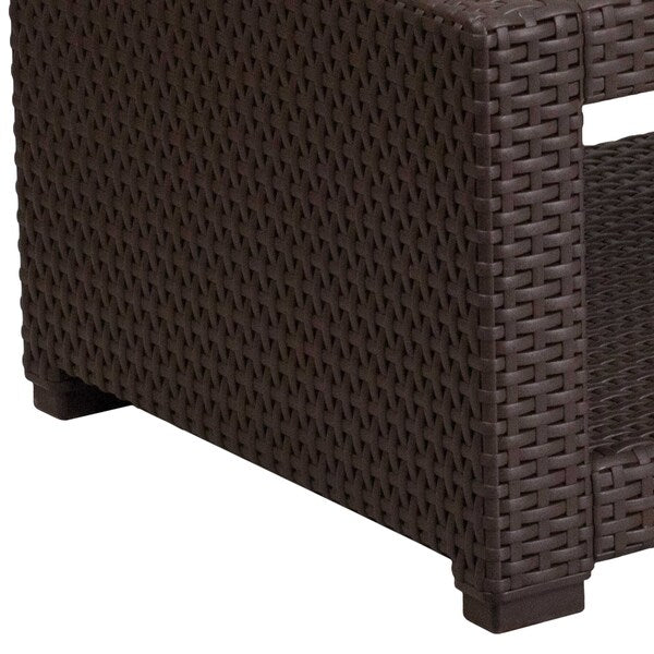 Rectangle Coffee Table, 36.5 W, 22 L, 15 H, Resin Top, Chocolate Brown