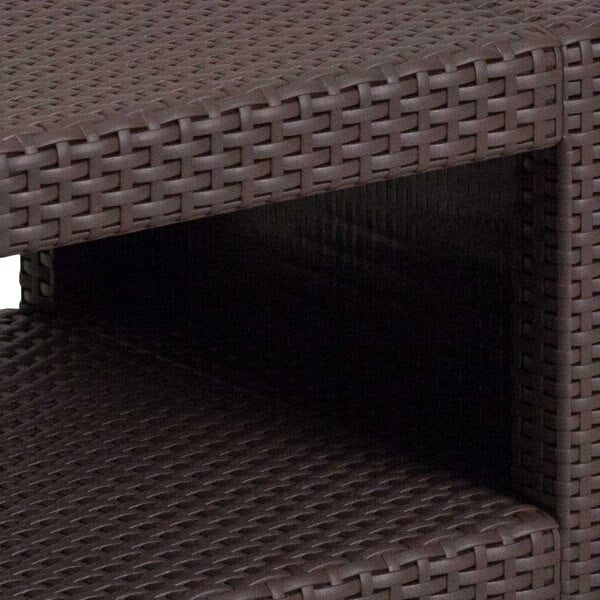 Square End Table, Faux Rattan, Chocolate, 22 W, 22 L, 15.25 H, Resin Top, Chocolate Brown