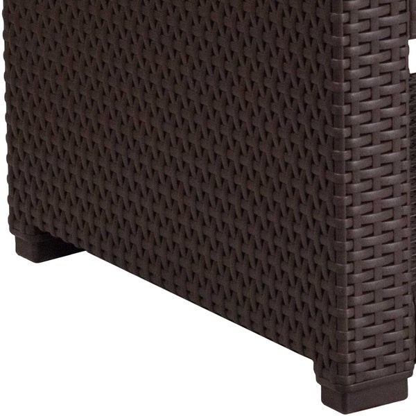 Square End Table, Faux Rattan, Chocolate, 22 W, 22 L, 15.25 H, Resin Top, Chocolate Brown