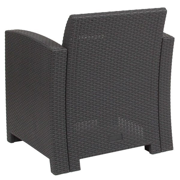Dk Gray Rattan Chair w/All-Weather Lt Gray Cushion
