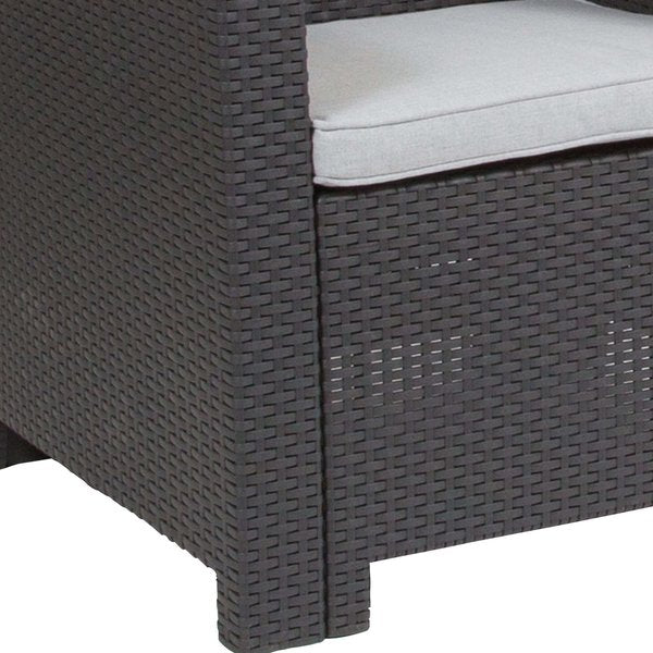Dk Gray Rattan Chair w/All-Weather Lt Gray Cushion