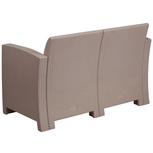 Lt Gray Rattan Loveseat w/ All-Weather Cushions