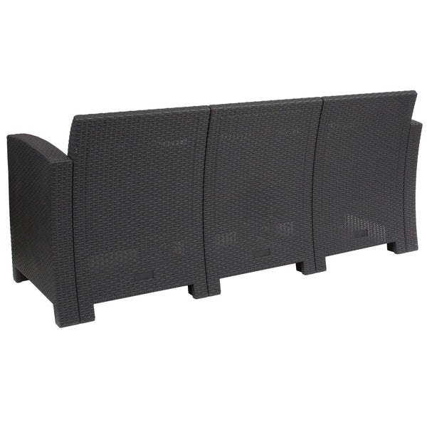 Dark Gray Rattan Sofa with All-Weather Cushions