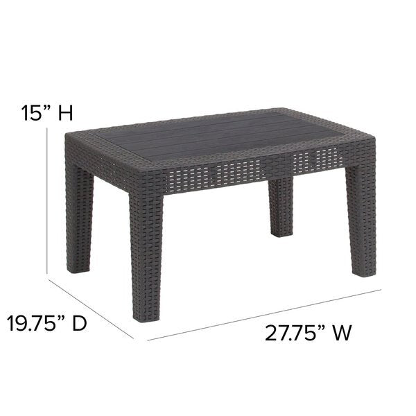 Coffee Table, 27.75 W, 19.75 L, 15 H, Resin Top, Dark Gray
