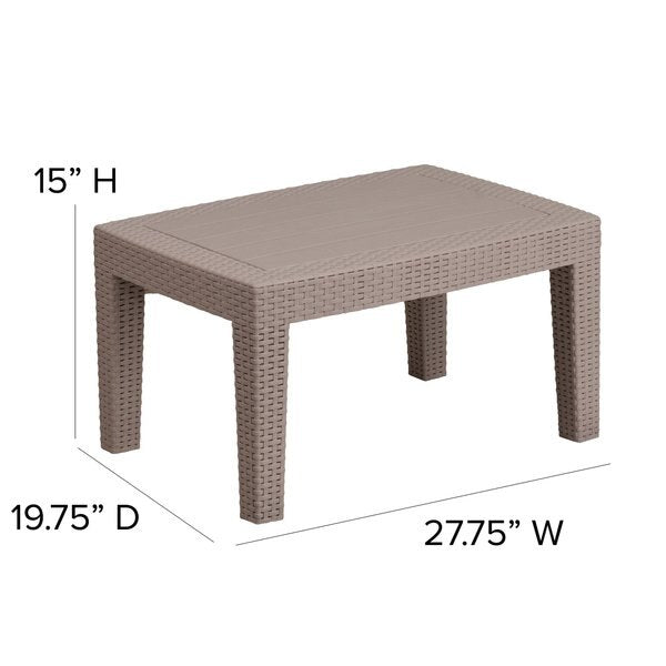 Rectangle Coffee Table, 27.75 W, 19.75 L, 15 H, Resin Top, Light Gray