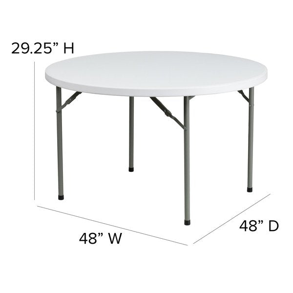 Round Wh 48Rnd Plastic Fold Table, 48