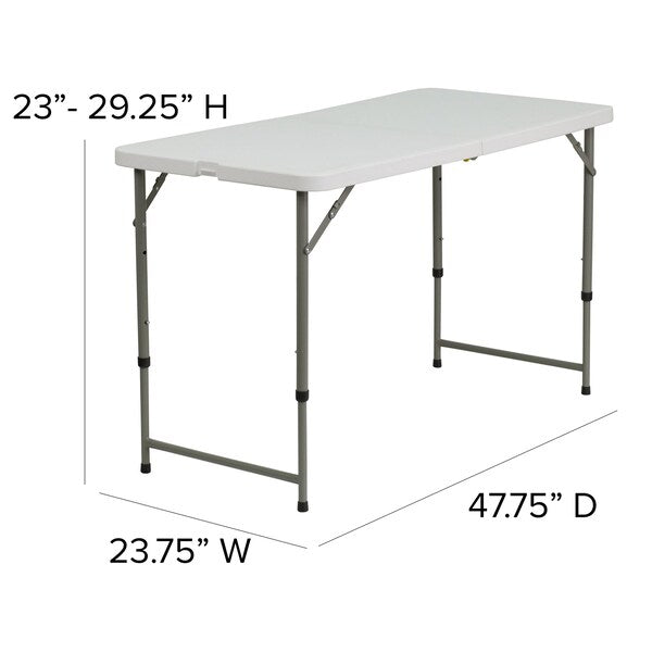 Rectangle Wh 24X48 Plastic Fold Table, 23.75