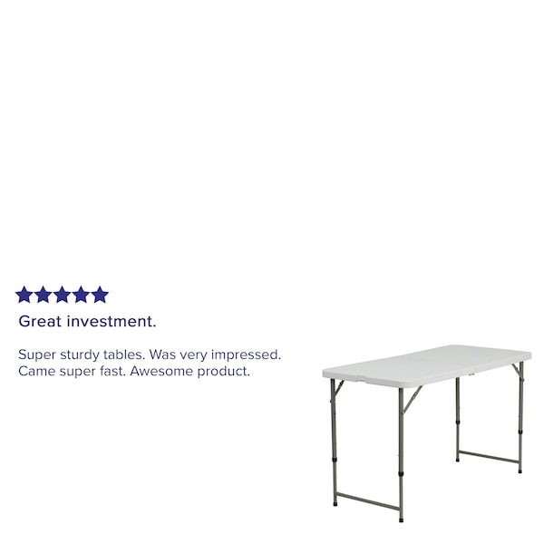 Rectangle Wh 24X48 Plastic Fold Table, 23.75