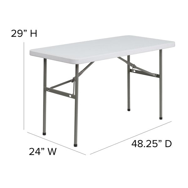 Rectangle Wh 24X48 Plastic Fold Table, 24