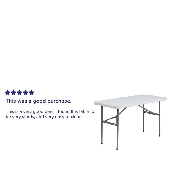 Rectangle Wh 24X48 Plastic Fold Table, 24