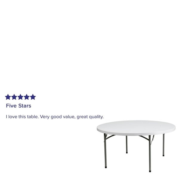 Round Wh 60Rnd Plastic Fold Table, 59.75