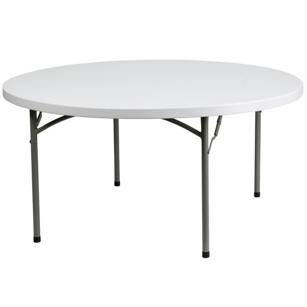 Round Wh 60Rnd Plastic Fold Table, 59.75