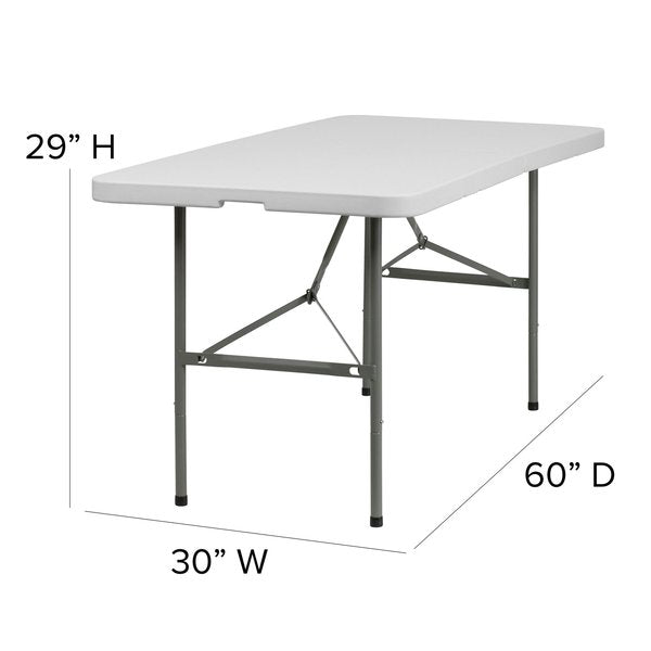 Rectangle Wh 30X60 Plastic Bi-Fold Table, 30