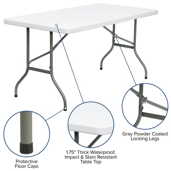 Rectangle Wh 30X60 Plastic Fold Table, 30