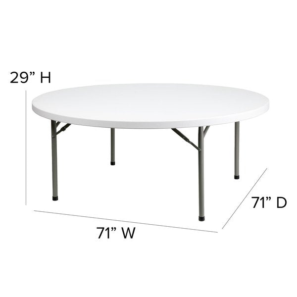 Round Wh 72Rnd Plastic Fold Table, 71