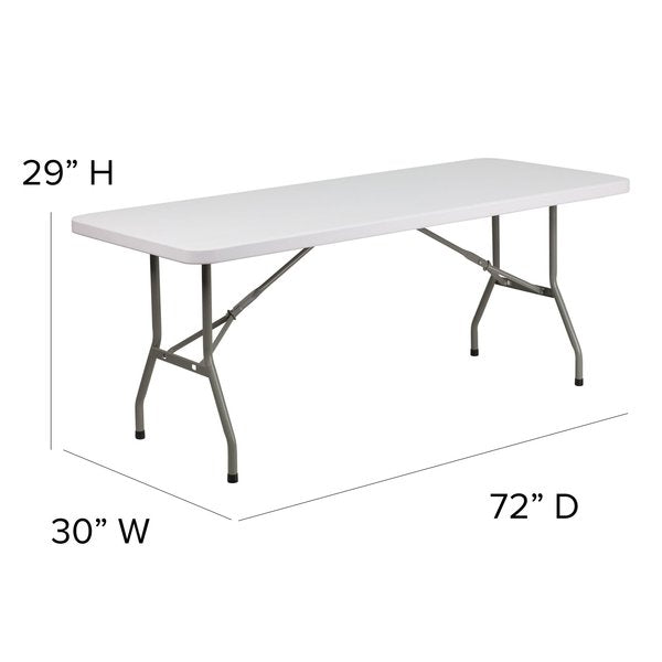 Rectangle Wh 30X72 Plastic Fold Table, 30