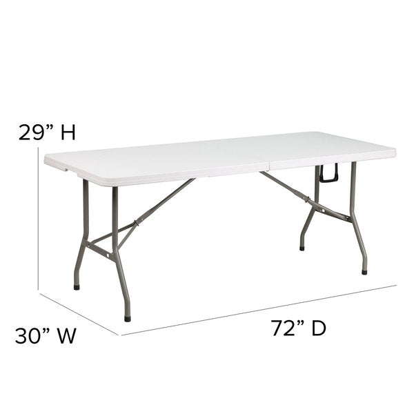 Rectangle Wh 30X72 Plastic Bi-Fold Table, 30