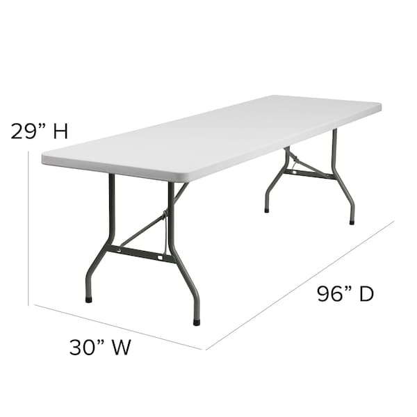 Rectangle Wh 30X96 Plastic Fold Table, 30