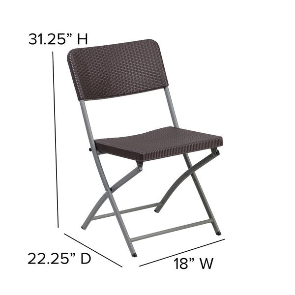 Brn Rattan Plastic Folding Chr