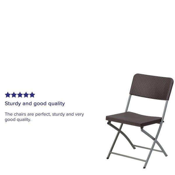 Brn Rattan Plastic Folding Chr