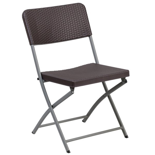 Brn Rattan Plastic Folding Chr