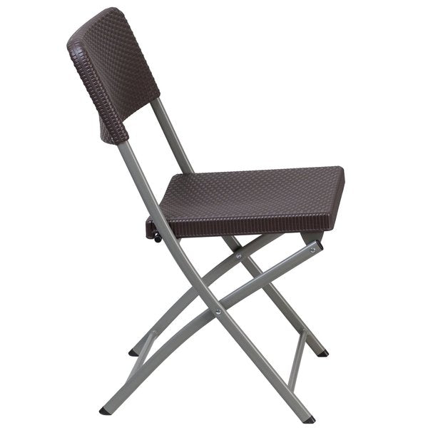 Brn Rattan Plastic Folding Chr