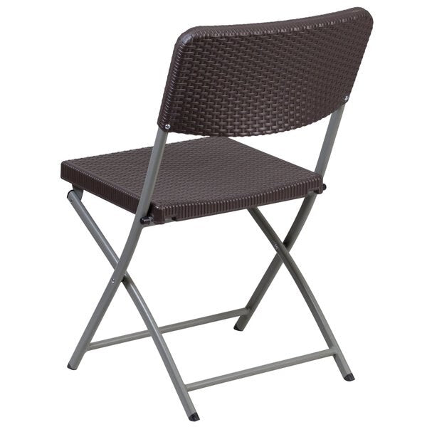 Brn Rattan Plastic Folding Chr
