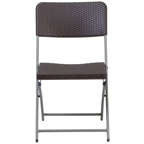 Brn Rattan Plastic Folding Chr