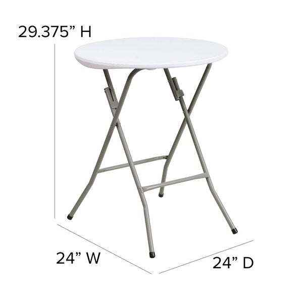 Round Wh 24Rnd Plastic Fold Table, 24