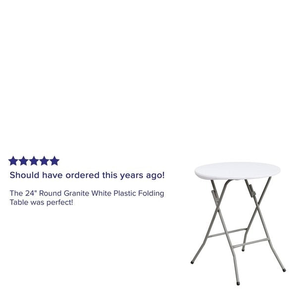 Round Wh 24Rnd Plastic Fold Table, 24