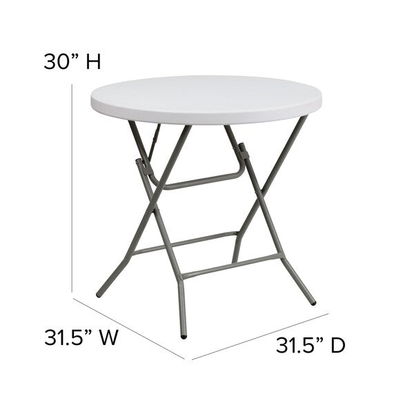 Round Wh 32Rnd Plastic Fold Table, 31.5