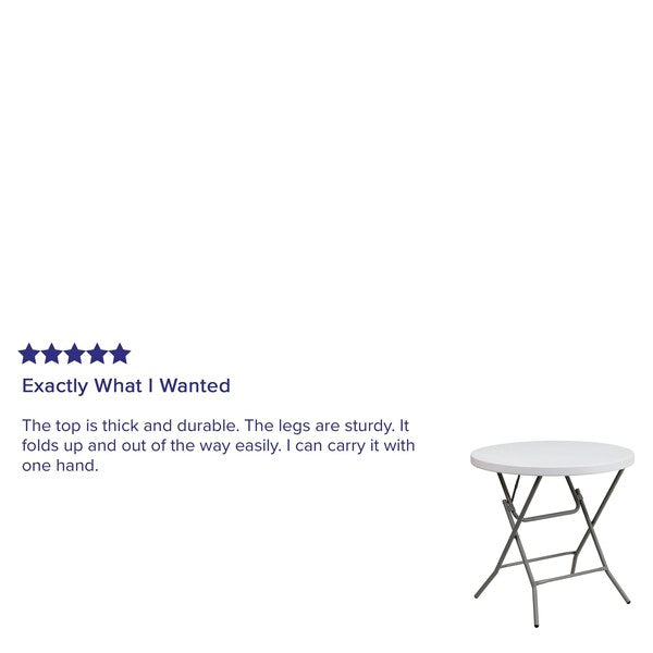 Round Wh 32Rnd Plastic Fold Table, 31.5