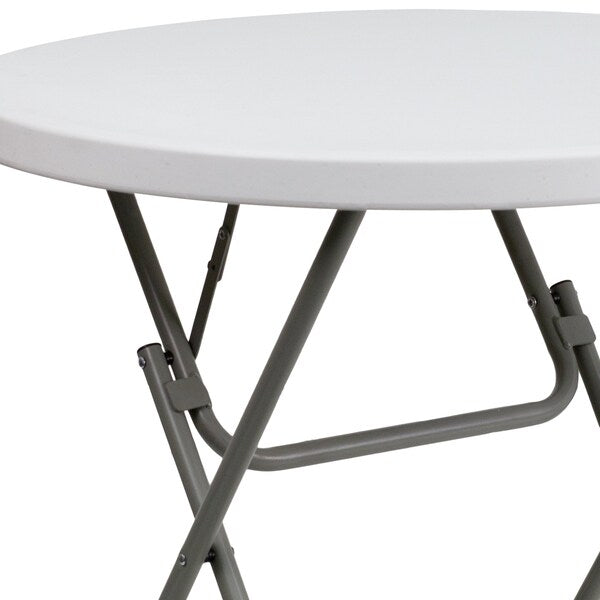 Round Wh 32Rnd Plastic Fold Table, 31.5