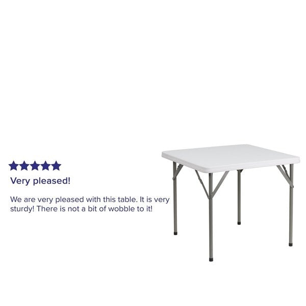 Square Wh 34Sq Plastic Fold Table, 34.25
