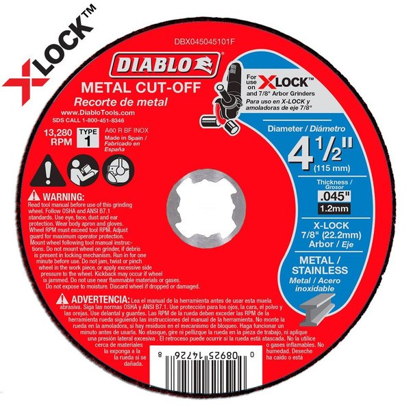 Thin Kerf Metal Cut-Off Disc for X-Lock