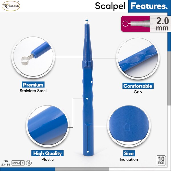 Dispsbl Dermal Curette, Sterile, 2mm, PK10