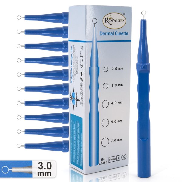 Dispsbl Dermal Curette, Sterile, 3mm, PK10