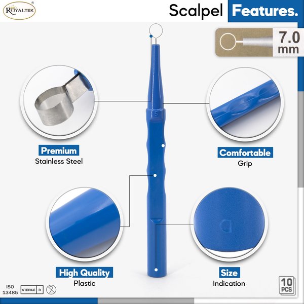 Dispsbl Dermal Curette, Sterile, 7mm, PK10