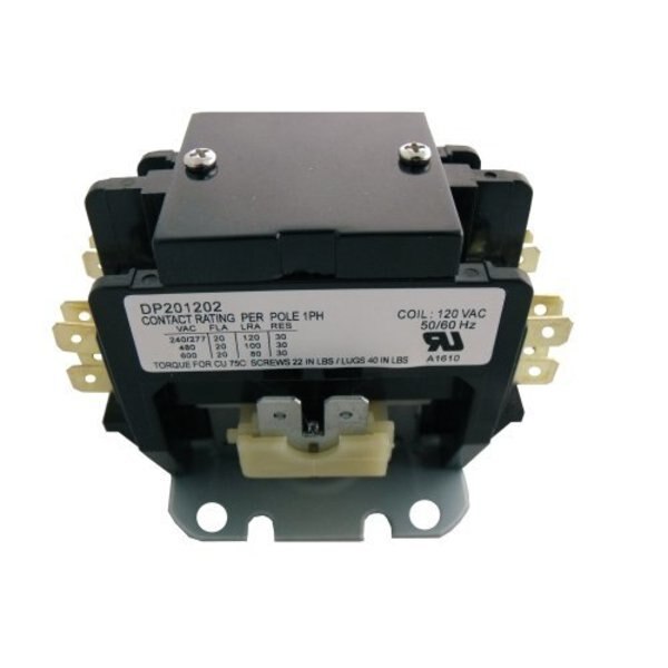 Contactor, 20A, 120V, 2 Pole