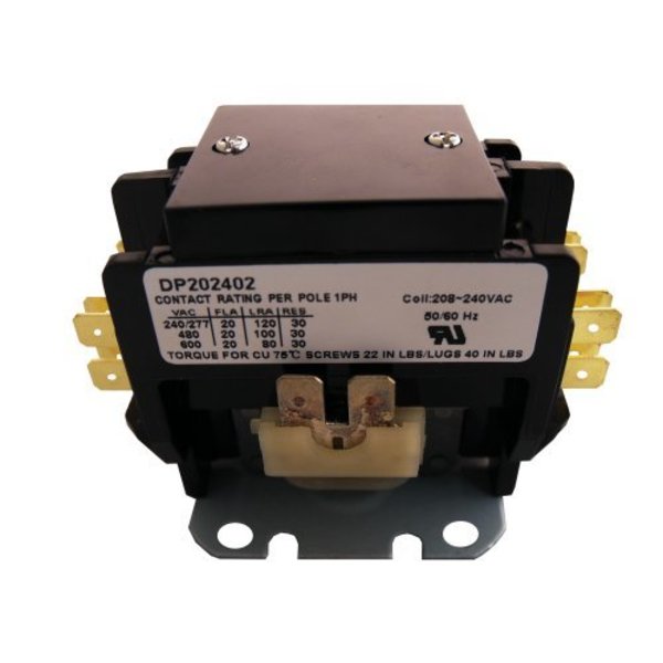 Contactor, 20A, 240V, 2 Pole