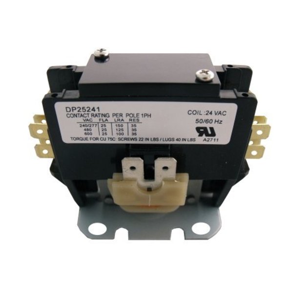 Contactor, 25A, 24V, 1.5 Pole