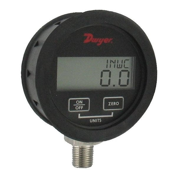 Digital Pressure Gauge, -30 to 0 to 100 in Hg/psi, 1/4 in MNPT, Black
