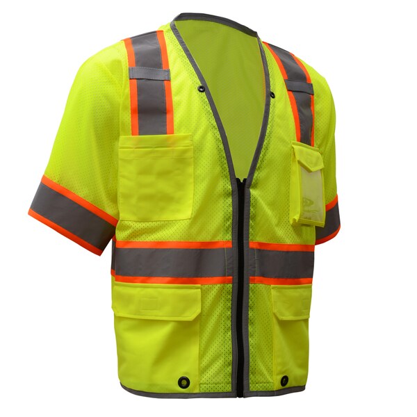 Class 3 Premium Vest, 6 Pockets, Lime, 5XL