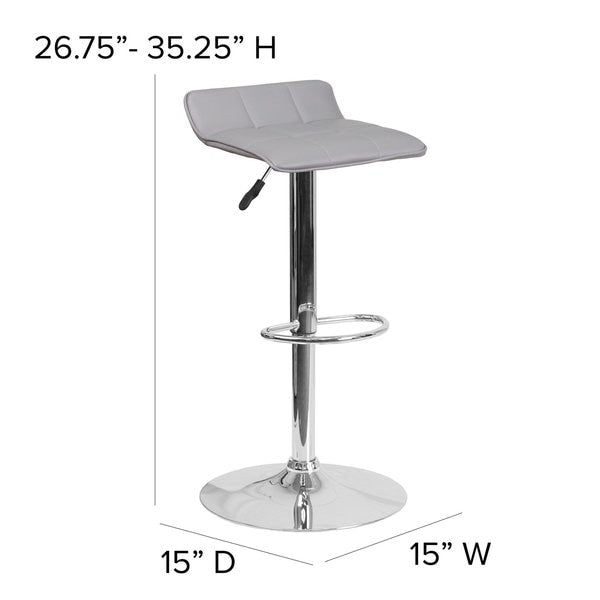 Gray Vinyl Barstool, Adj Height